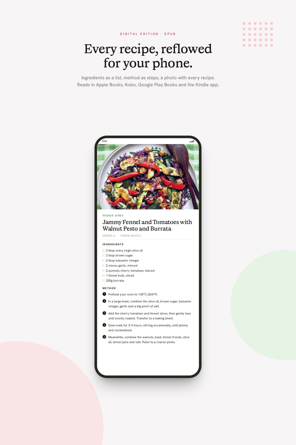 A recipe from Eat Your Way To Fertility reflowed for a phone in the EPUB edition.